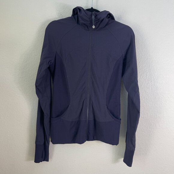Lululemon Womens 8 Flux Jacket Reversible Zip Up Hooded Navy - Picture 1 of 16